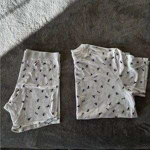 SKIMS White Pajama Set with Black Pattern